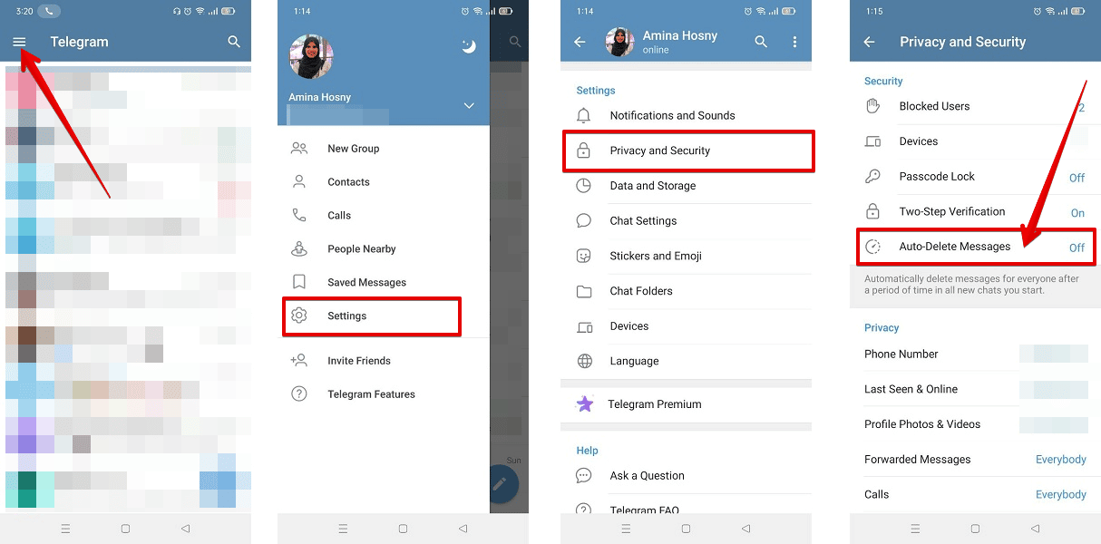 كيفية تفعيل ميزة الحذف التلقائي للرسائل في تيليجرام