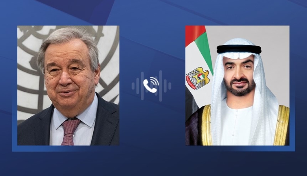 رئيس الدولة يبحث مع غوتيريش هاتفياً التطورات الإقليمية وجهود احتواء التصعيد في المنطقة