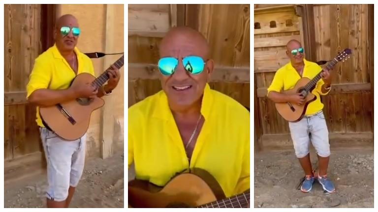 محمد لطفي بالجيتار من كواليس فيلم “عصابة المكس”