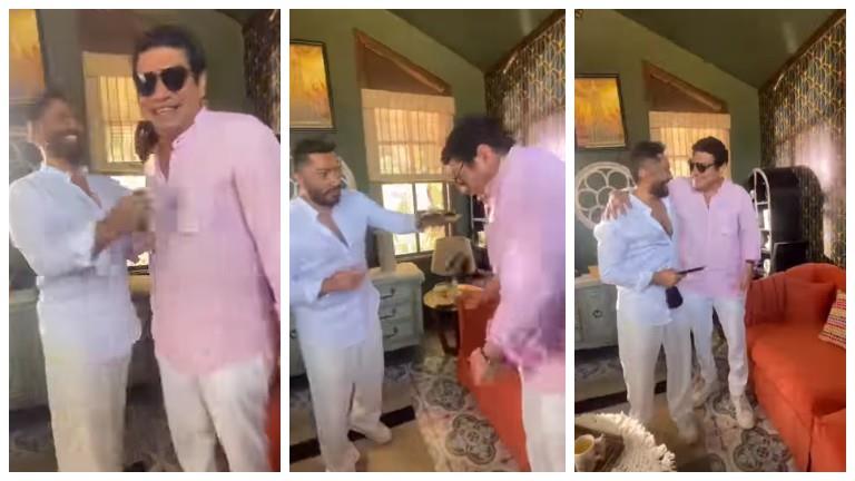 “ألقى الشاي عليه”.. تامر حسني يمازح باسم سمرة من كواليس فيلم “ري ستارت”