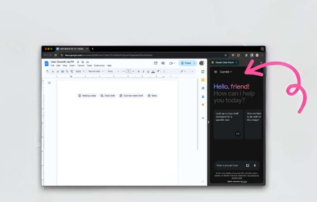 كيفية إدماج روبوت Gemini في الشريط الجانبي من متصفح كروم