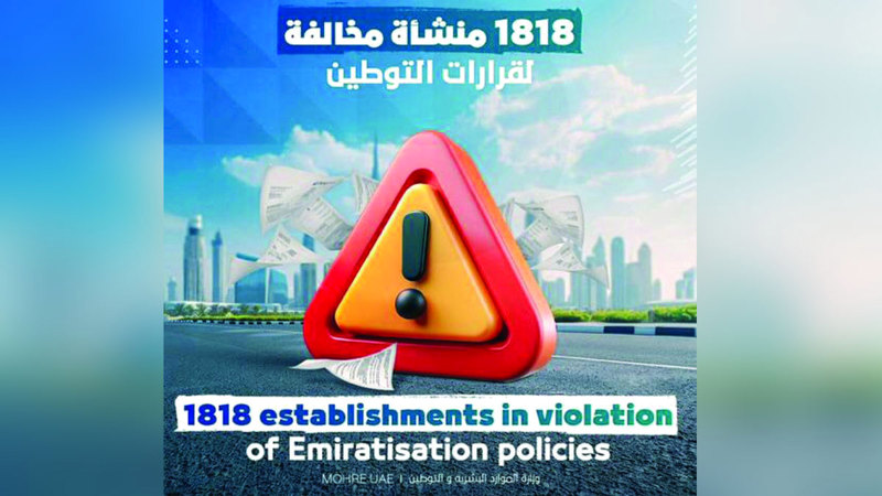 1818 منشأة مخالفة لقرارات التوطين منذ منتصف 2022