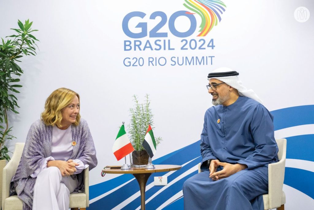 ولي عهد أبوظبي يبحث علاقات التعاون مع رئيسة وزراء إيطاليا على هامش أعمال قمة مجموعة الـ20