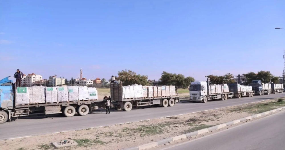 وصول قوافل إغاثية سعودية جديدة إلى جنوب قطاع غزة