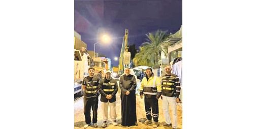 وكيل صيانة الأشغال تفقد أعمال استبدال خطوط تصريف الأمطار ومعالجة الأسفلت في الجابرية