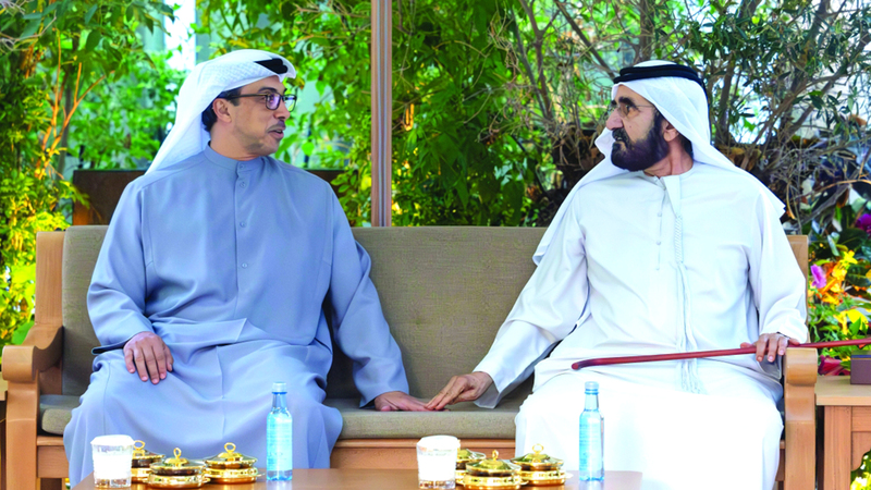 محمد بن راشد يستقبل منصور بن زايد