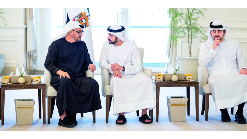 رئيس الدولة يستقبل ولي عهد دبي والنائب الأول للحاكم