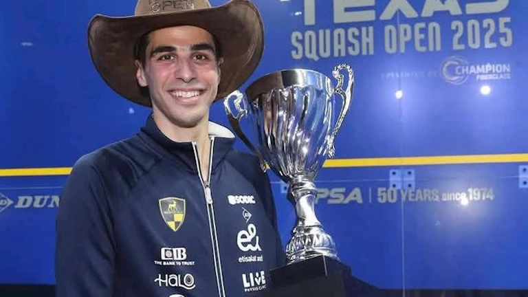 علي فرج يتفوق على المصنف الرابع عشر عالميًا في بطولة الجونة الدولية للإسكواش