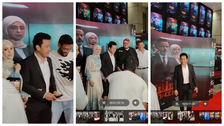 بالصور| سامح حسين بصحبة زوجته في العرض الخاص لفيلم “استنساخ”