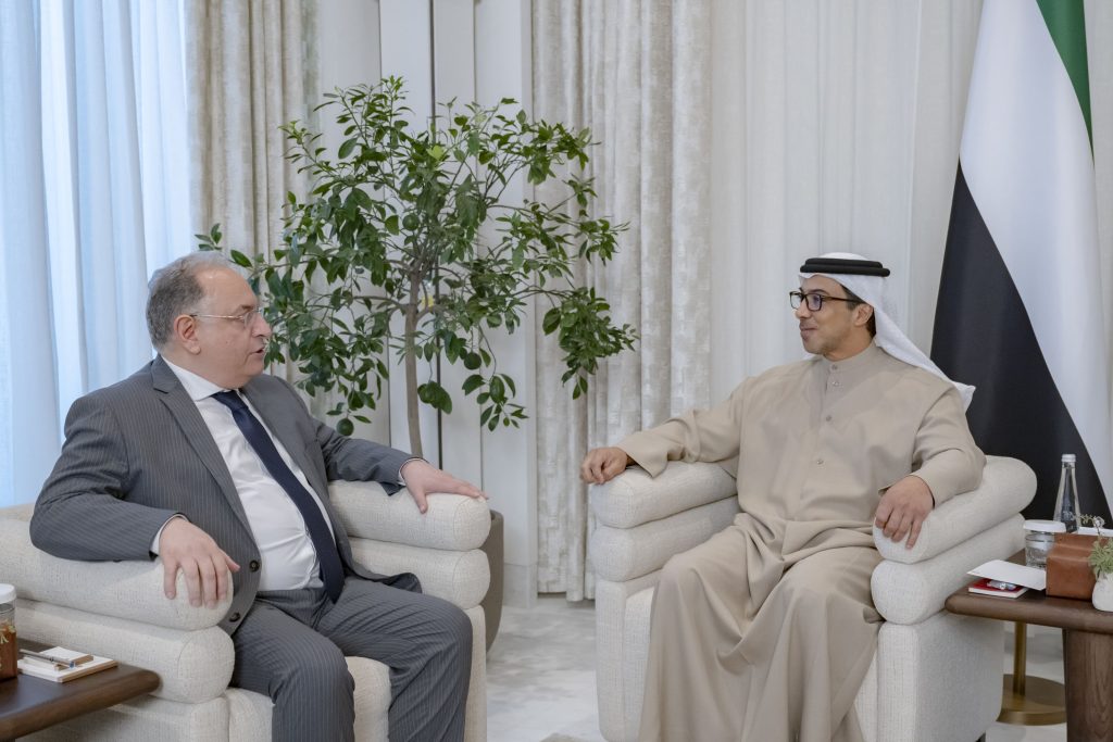 منصور بن زايد يبحث ووزير المالية السوري تعزيز التعاون الثنائي