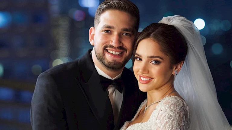 بالفيديو.. رنا رئيس ترقص مع زوجها في حفل زفافها على أغنية “بالراحة يا شيخة”