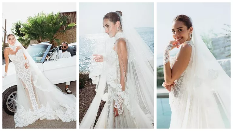 بفستان الأميرات.. 15 صورة من حفل زفاف أمينة خليل في اليونان