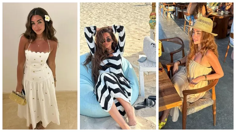 “شمس وبحر وبطيخ”.. هنا الزاهد تخطف الأنظار بـ”التايجر” أمام البحر