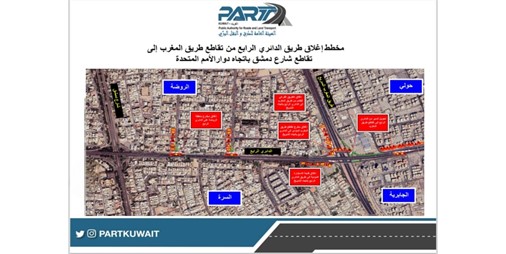 الطرق إغلاق جزء من الرابع باتجاه دوار الأمم المتحدة شهرا كاملا