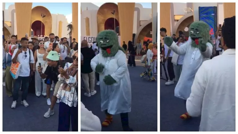 دمية “السادة الأفاضل” تظهر بجلباب بلدي وترقص مع حسن أبو الروس في مهرجا