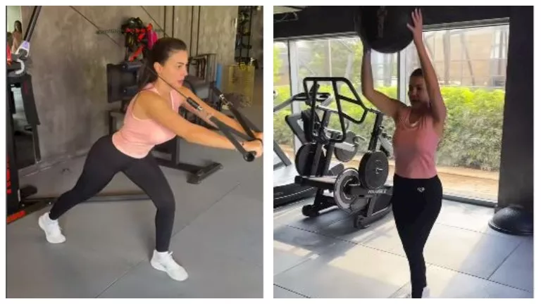 دينا فؤاد تؤدي تمارين رياضية شاقة داخل الجيم..والجمهور يعلق (صور وفيدي