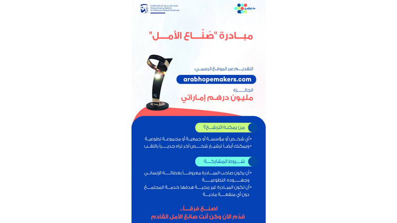 «صنّاع الأمل» تبدأ تلقي ترشيحات دورتها السادسة