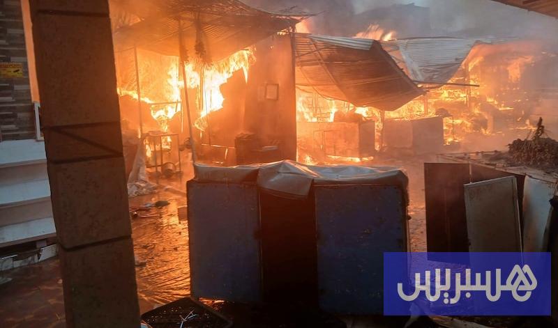 حريق مهول في سوق التمور بأرفود