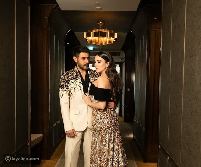 إطلالة لافتة لسارة أبي كنعان وزوجها وسام فارس في Joy Awards